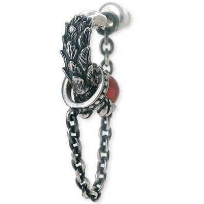 Bizarre シルバーフープピアス(片耳用)