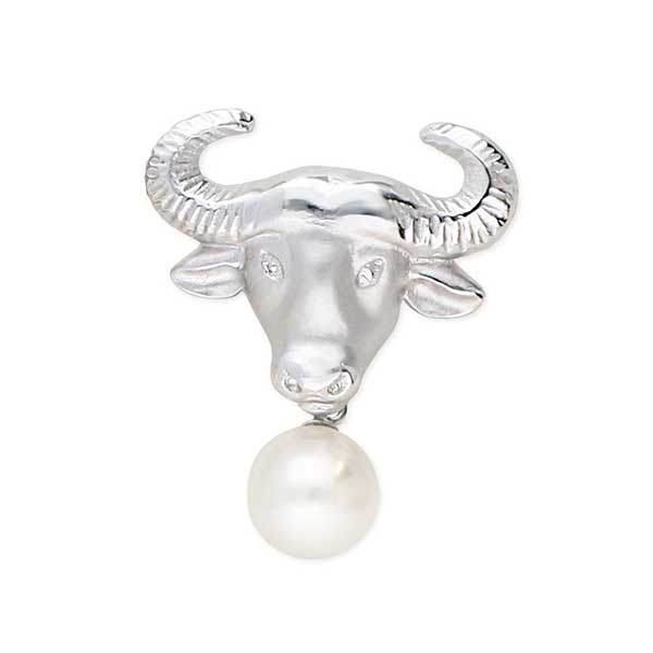 新春パール シルバーブローチ