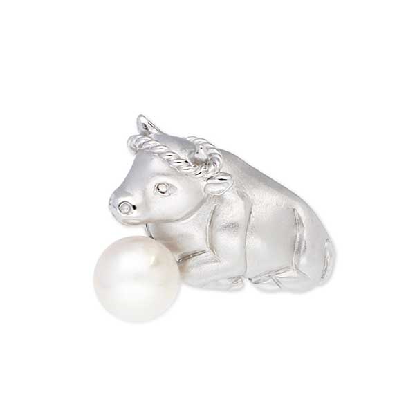 新春パール シルバーブローチ