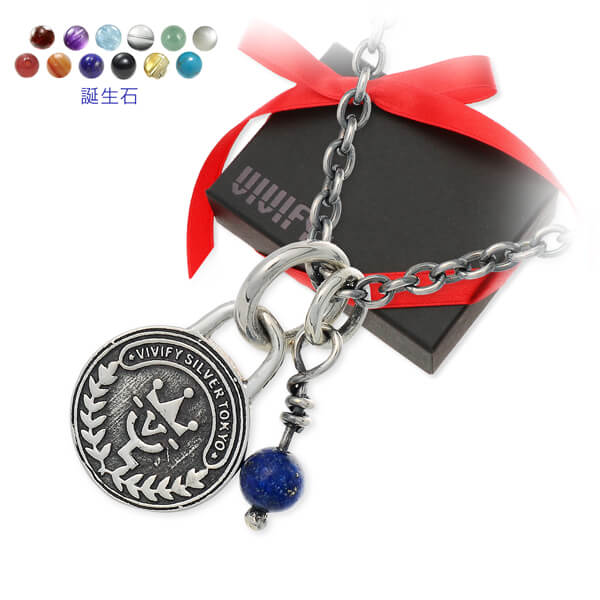 VIVIFY シルバーネックレス イニシャルプレートと誕生石が選べる