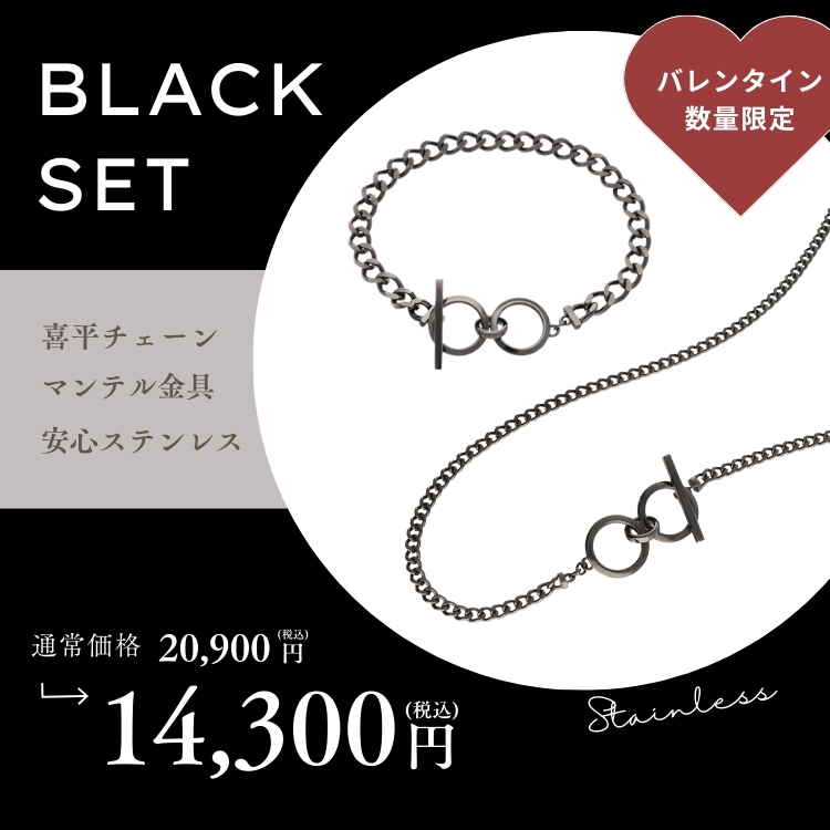 バレンタイン　ネックレス&ブレスレット　ブラック