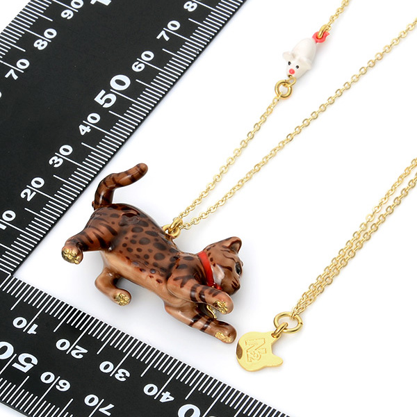 キャット ブラウン ブラスネックレス