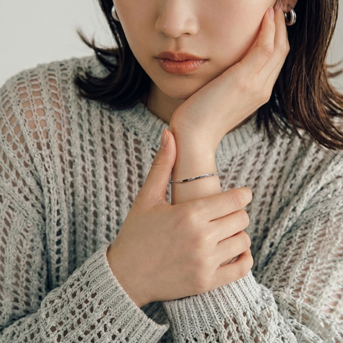 シルバーチェーンペアブレスレット