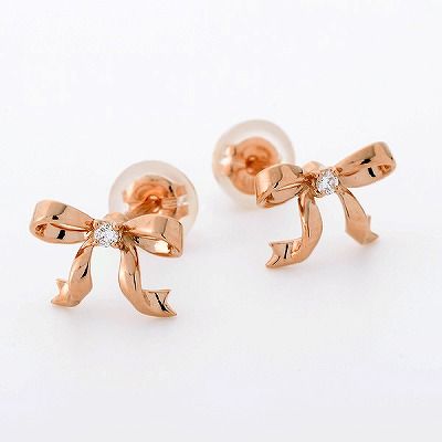 ピンクゴールドスタッドピアス