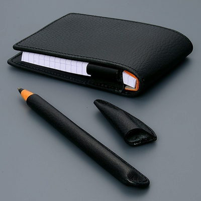 革婚式(結婚3年目) ボールペン&メモ帳ケースセット 名入れ対応 即日出荷 送料無料 男性向け