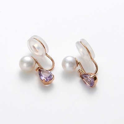 ピンクゴールドイヤリング