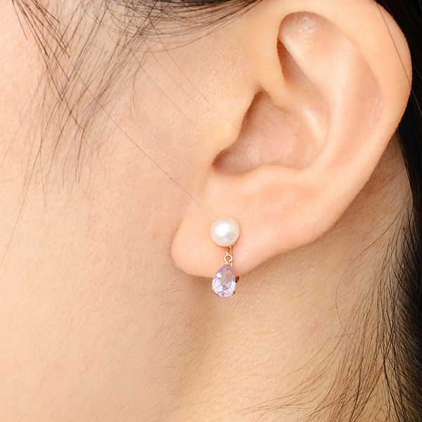 ピンクゴールドイヤリング