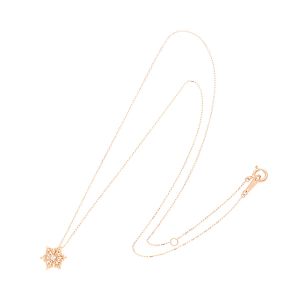 ピンクゴールドネックレス きらきらスターモチーフ ダイヤモンド
