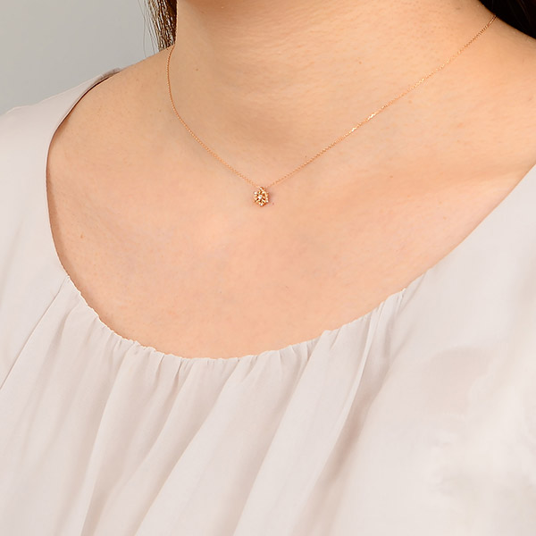 ピンクゴールドネックレス きらきらスターモチーフ ダイヤモンド