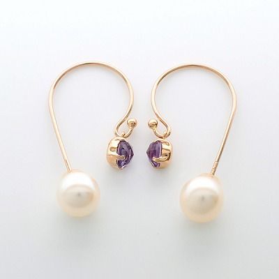 ピンクゴールドフックピアス