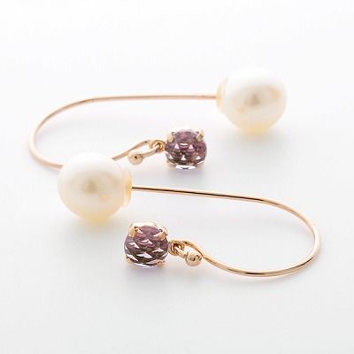 ピンクゴールドフックピアス