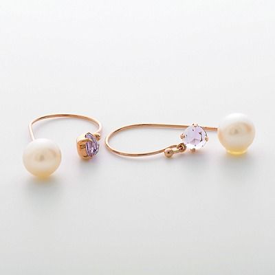 ピンクゴールドフックピアス