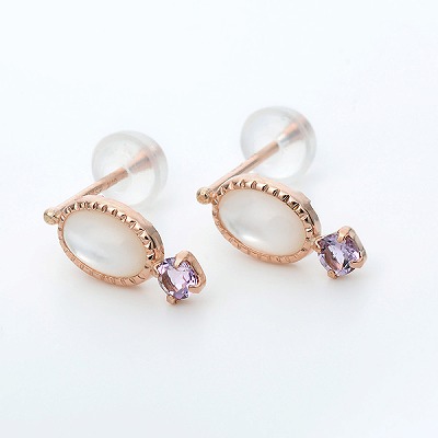 ピンクゴールドピアス