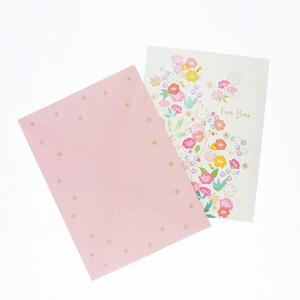 メッセージカード　多目的(ピンク小花)