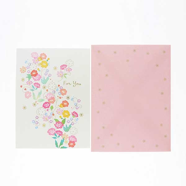 メッセージカード　多目的(ピンク小花)