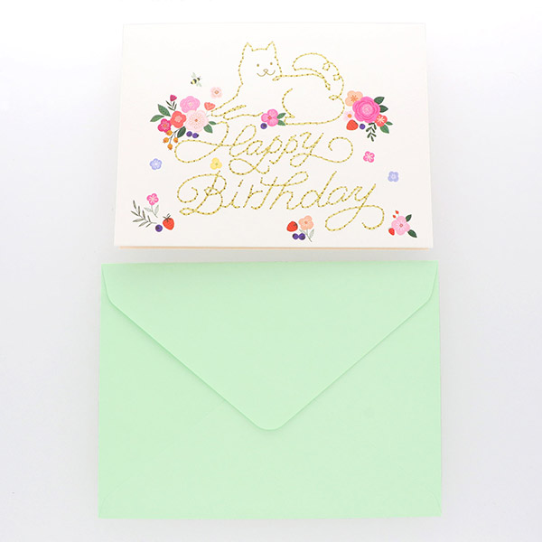 メッセージカード　誕生日(アニマルステッチ・犬)