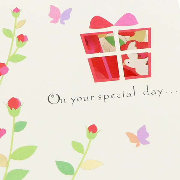 メッセージカード　誕生日(ハッピーフラワー)