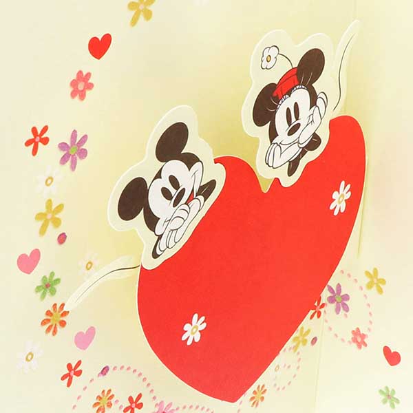 メッセージカード　多目的(ミッキー&ミニー・ハートの上で)
