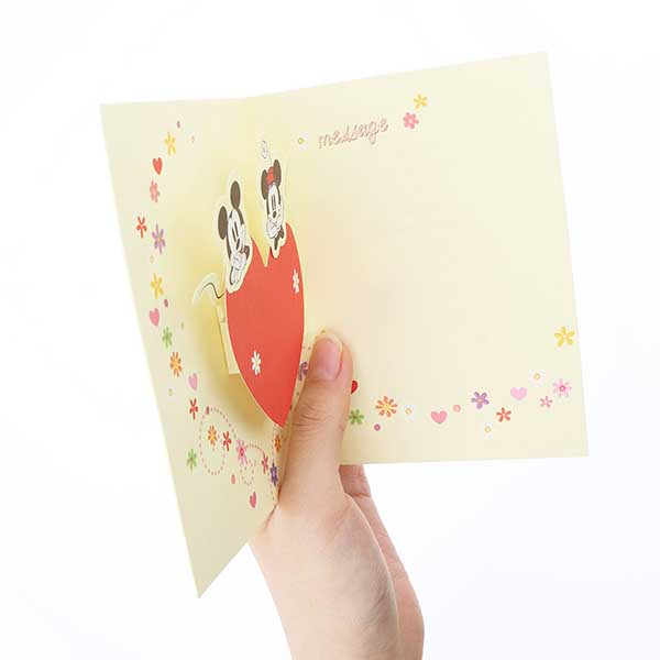 メッセージカード　多目的(ミッキー&ミニー・ハートの上で)