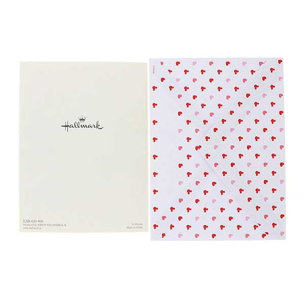 メッセージカード　多目的(ミッキー&ミニー・ハートの上で)