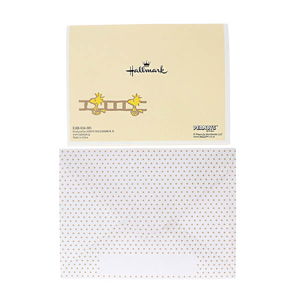 メッセージカード　誕生日(スヌーピー・ケーキとはしご)