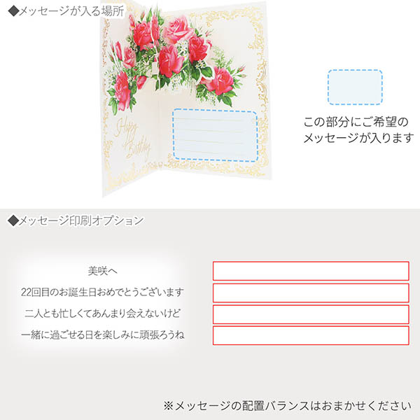 メッセージカード　誕生日(ローズアレンジ)