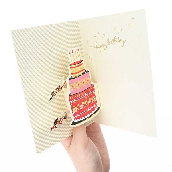 メッセージカード　誕生日(ミッキー&ミニー・立体ケーキ)