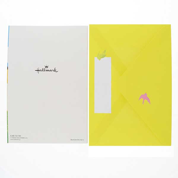 メッセージカード　誕生日(キリンと風船)