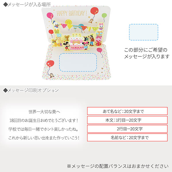 メッセージカード　誕生日(ディズニー・パーティーガーランド)