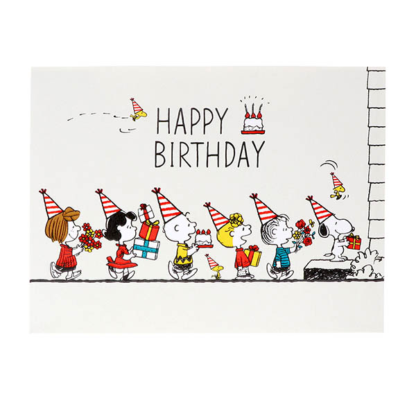 メッセージカード　誕生日(スヌーピー・パーティーガーランド)