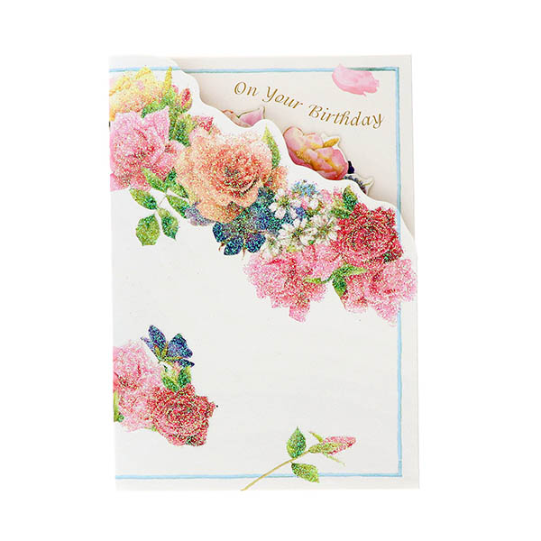 メッセージカード　誕生日(バラ立体)