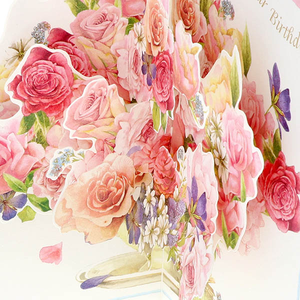 メッセージカード　誕生日(バラ立体)