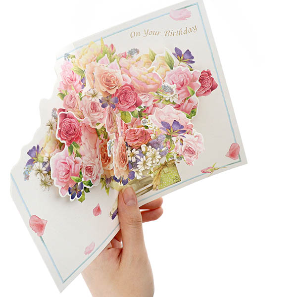 メッセージカード　誕生日(バラ立体)