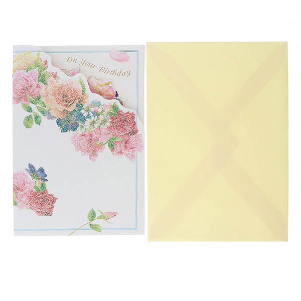 メッセージカード　誕生日(バラ立体)