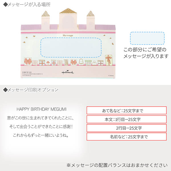 メッセージカード　誕生日(ディズニープリンセスとケーキ)