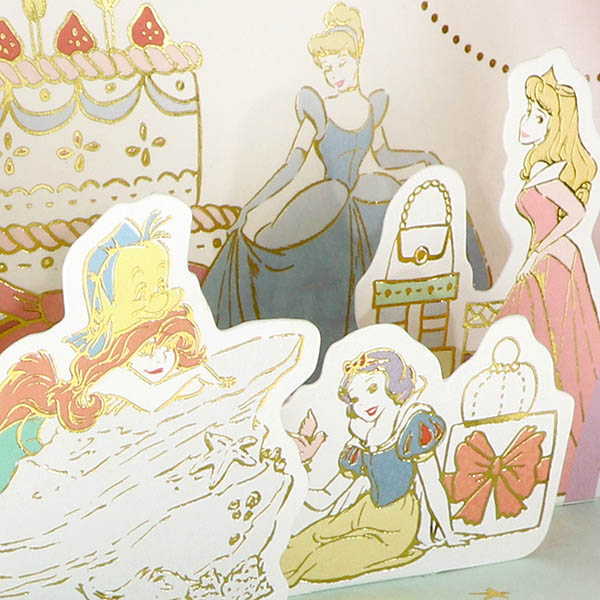 メッセージカード　誕生日(ディズニープリンセスとケーキ)
