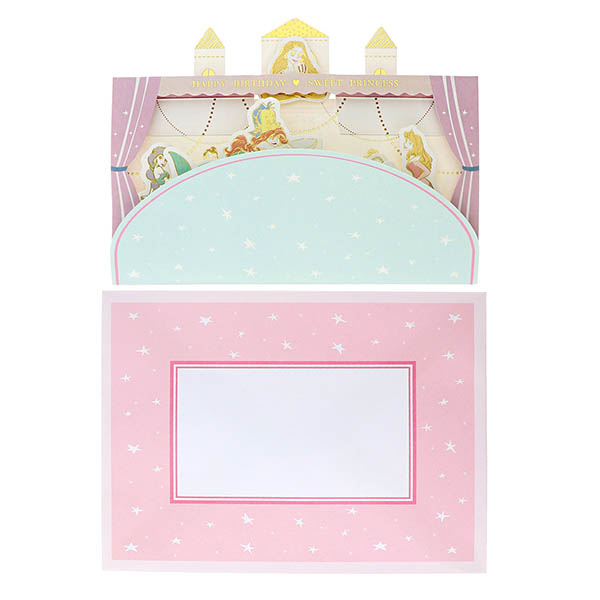 メッセージカード　誕生日(ディズニープリンセスとケーキ)