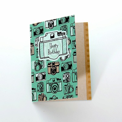 メッセージカード　誕生日(ミニ・箔カメラ)