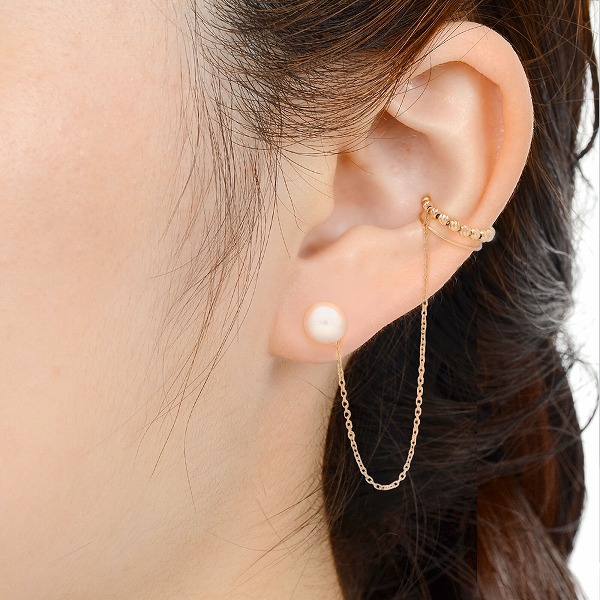 パールイエローゴールドピアス・イヤーカフ