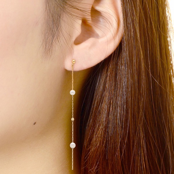 パールイエローゴールドピアス