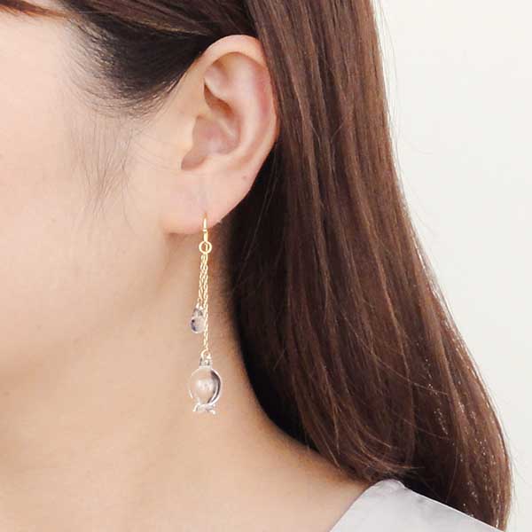 ガラスフックピアス