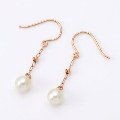 ピンクゴールドフックピアス