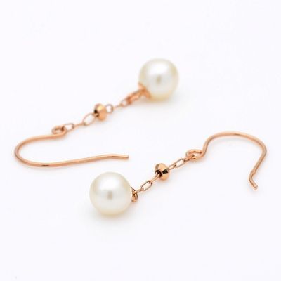 ピンクゴールドフックピアス