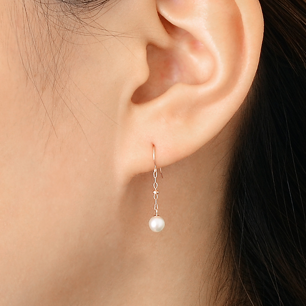 ピンクゴールドフックピアス