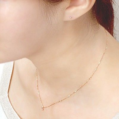 ピンクゴールドネックレス&ピアスセット