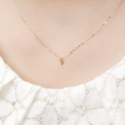 ピンクゴールドネックレス&ピアスセット