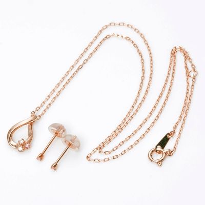 ピンクゴールドネックレス&ピアス