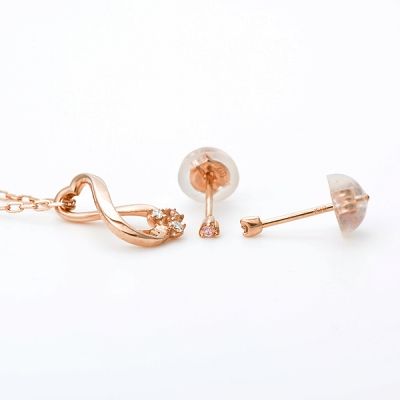 ピンクゴールドネックレス&ピアス