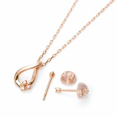 ピンクゴールドネックレス&ピアス