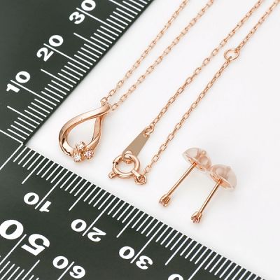 ピンクゴールドネックレス&ピアス